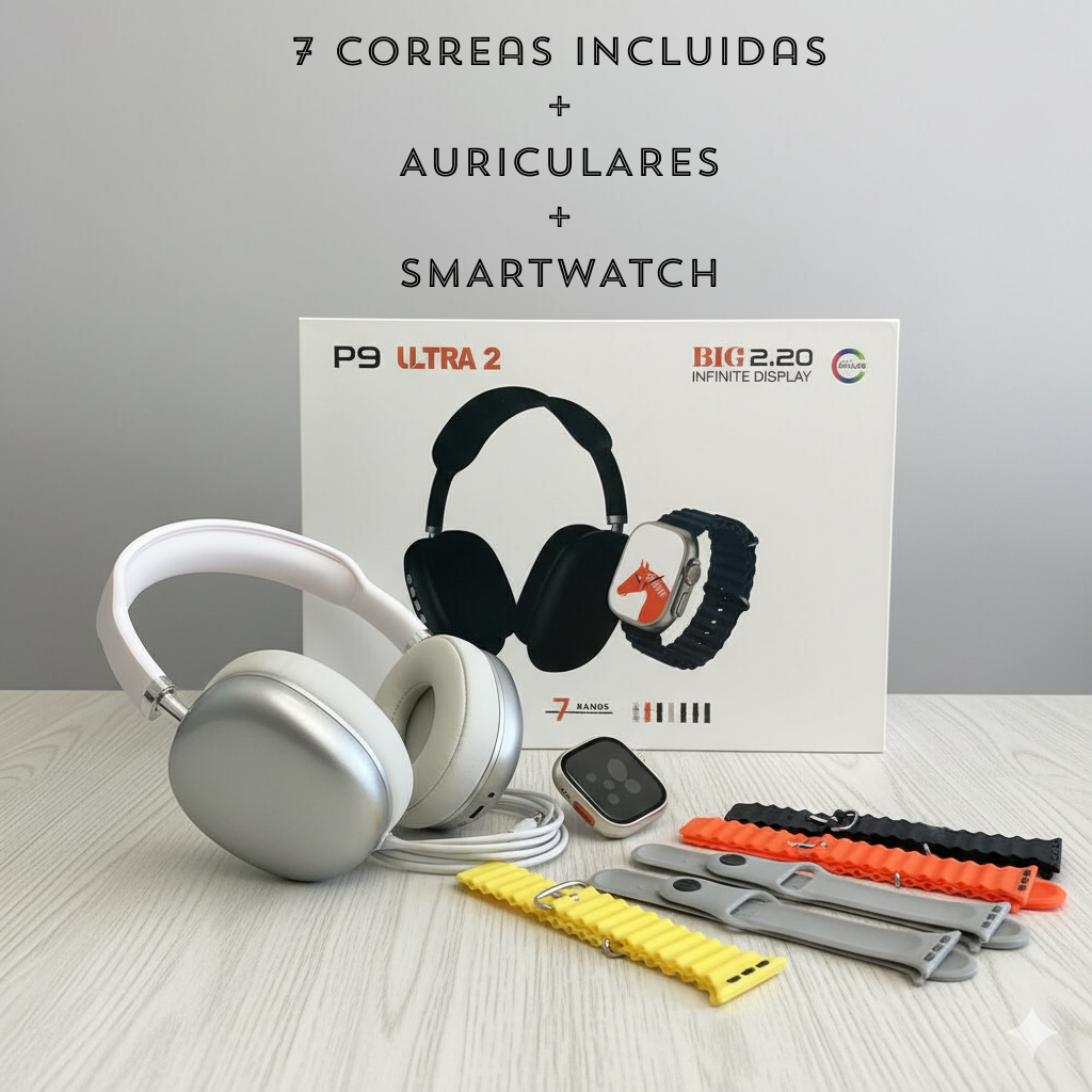 RELOJ SMART WATCH + AURICULARES DIADEMA