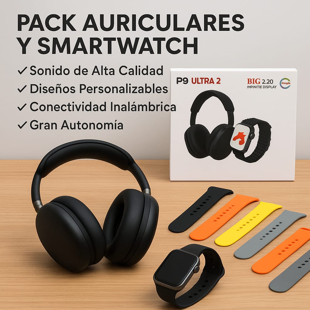 RELOJ SMART WATCH + AURICULARES DIADEMA