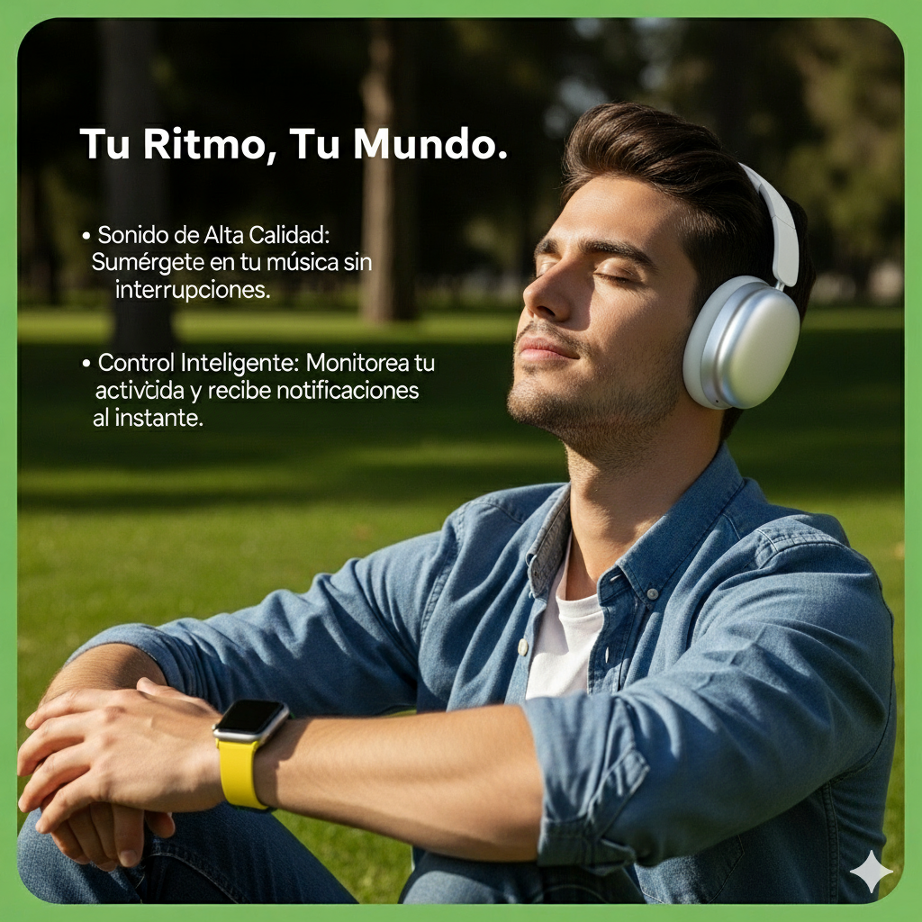 RELOJ SMART WATCH + AURICULARES DIADEMA