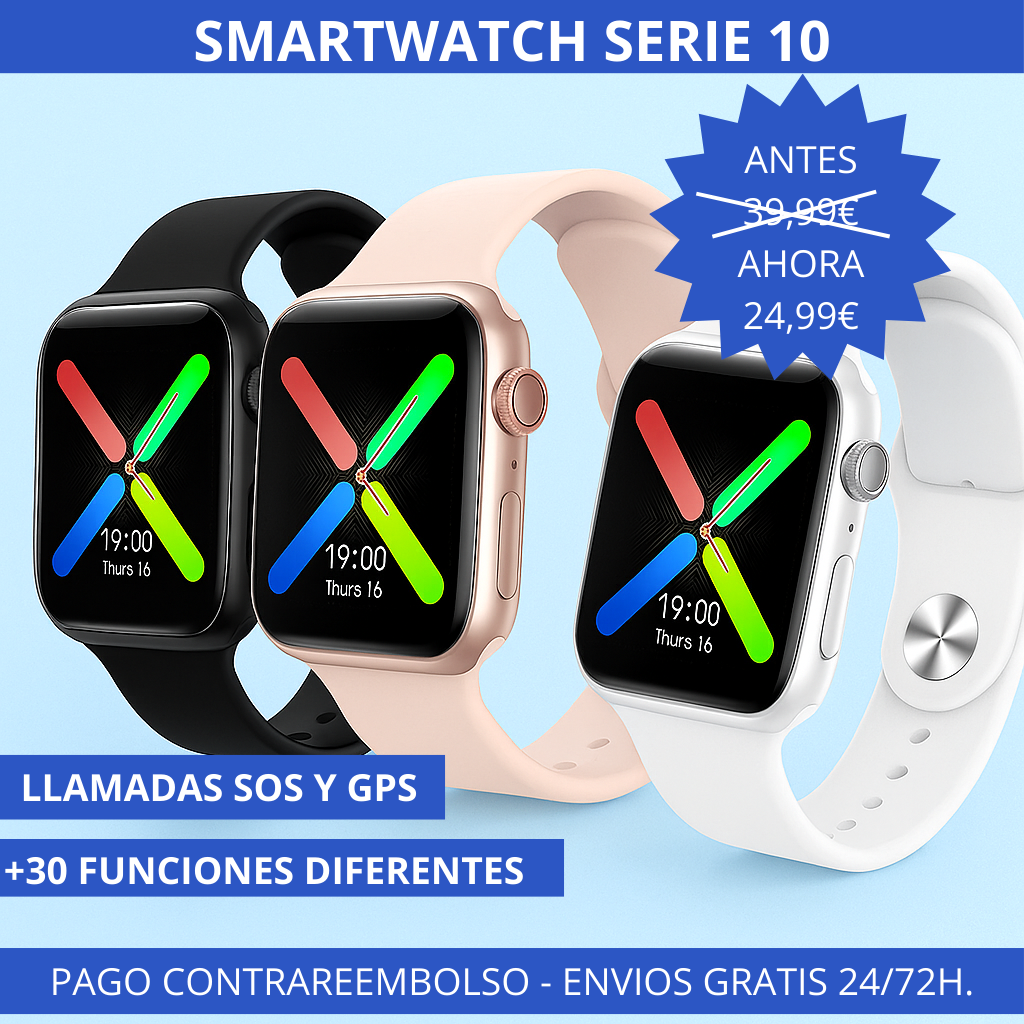 Smartwatch serie 10 con pantalla 2.2 pulgadas - Clicksy.com