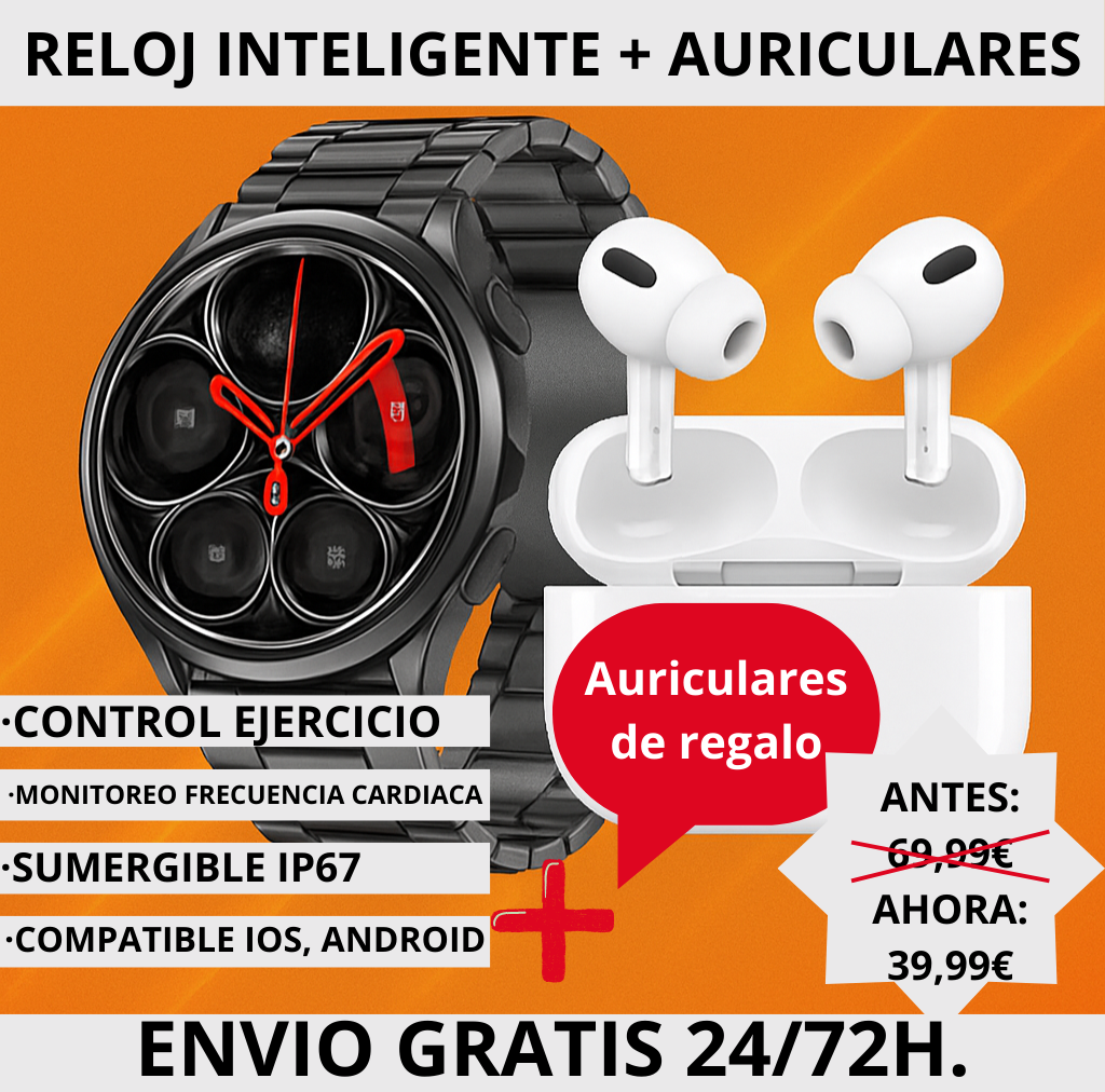 SMARTWACHT + AURICULARES