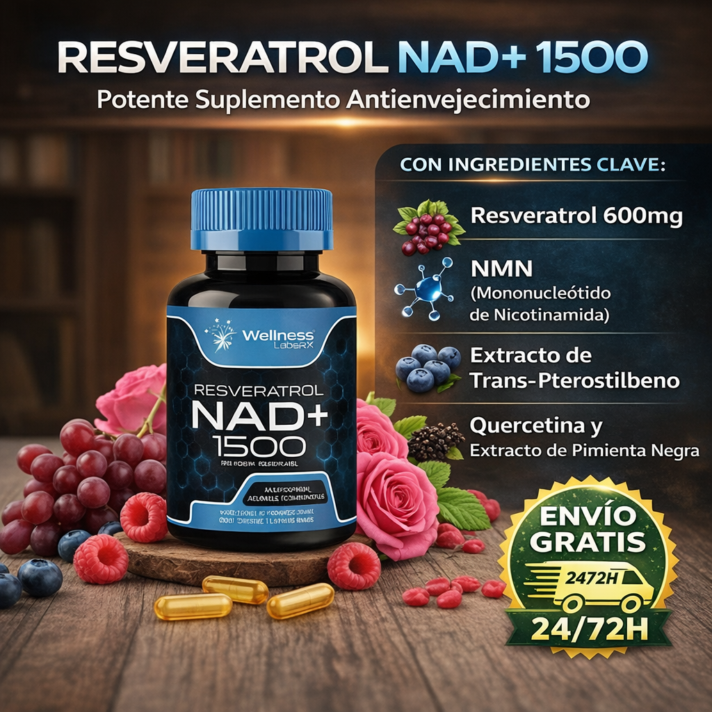 NAD+ Liposomal con Resveratrol - Suplemento Antienvejecimiento Premium - Clicksy.com
