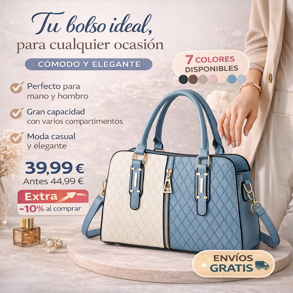 Bolso de Mano Mujer Gran Capacidad - Estilo Europeo Elegante - Clicksy.com