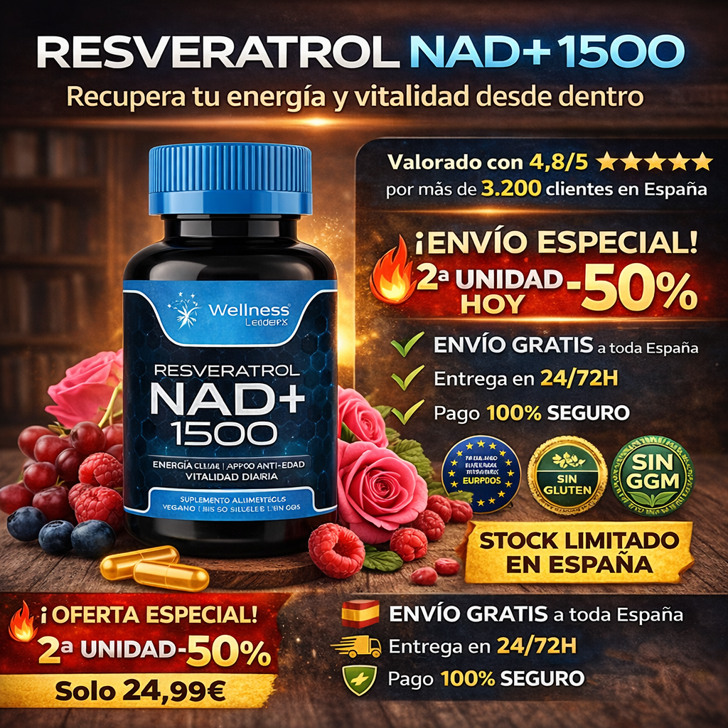 NAD+ Liposomal con Resveratrol - Suplemento Antienvejecimiento Premium - Clicksy.com