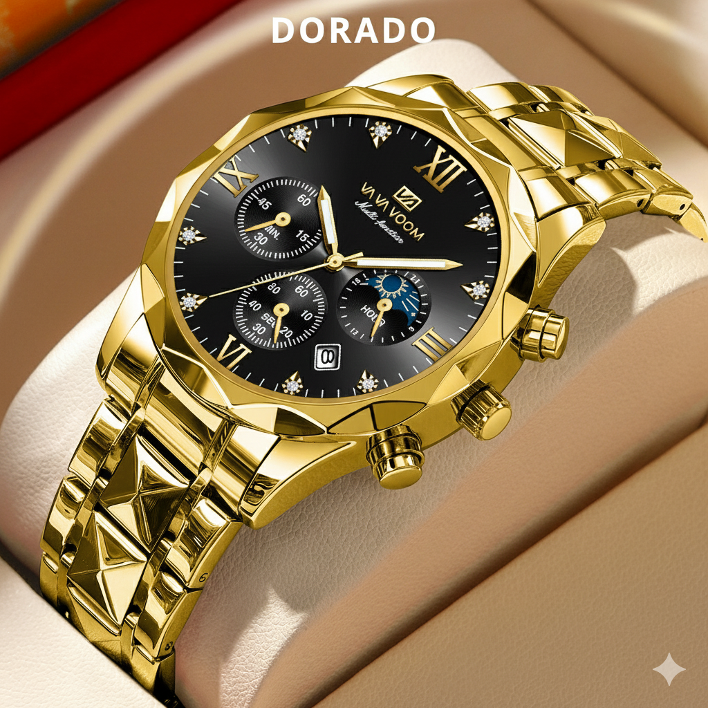 Reloj de Pulsera para Hombre Cronógrafo Luminoso Resistente al Agua Acero Inoxidable