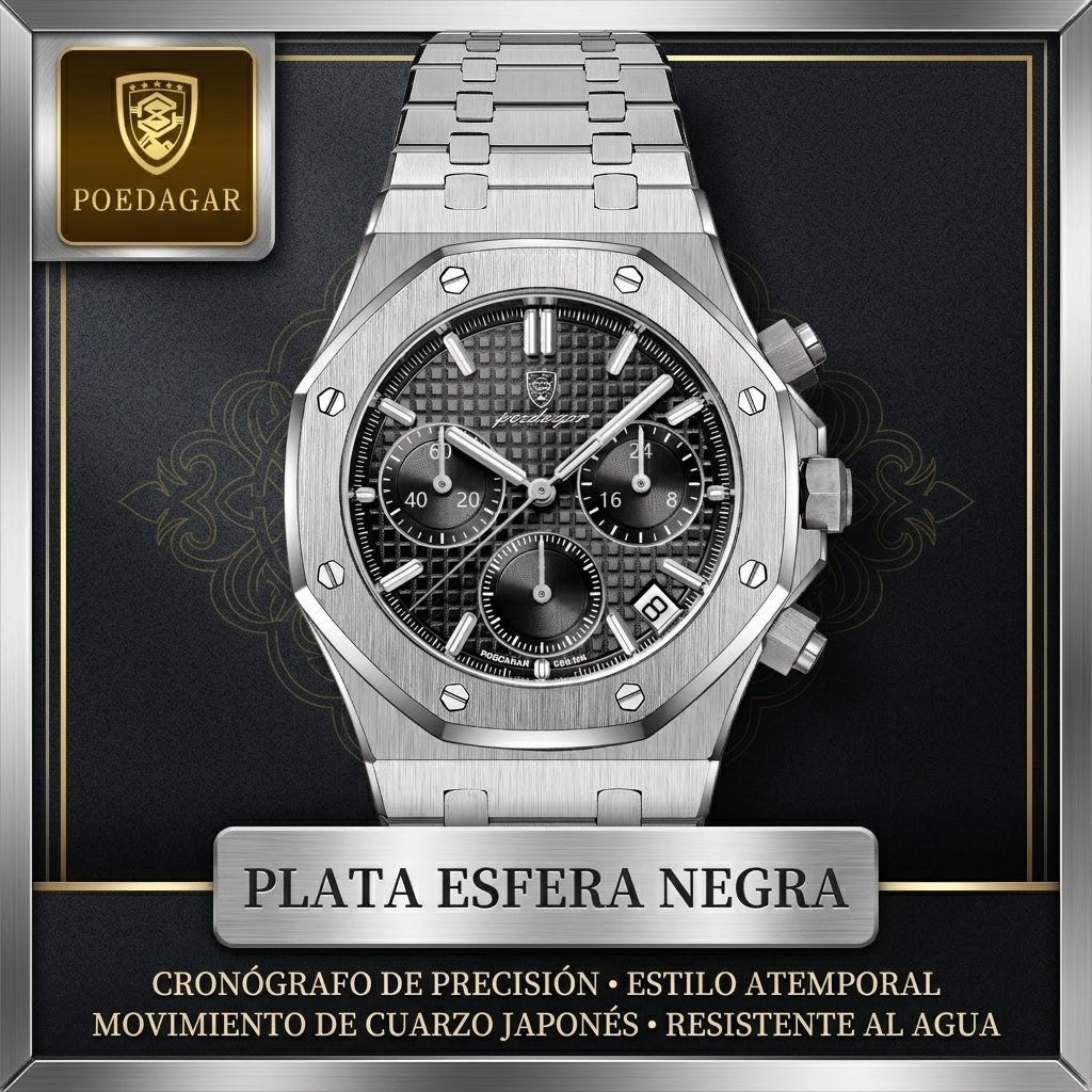 Reloj Suizo Hombre Multifuncional - Cuarzo Luminoso Resistente al Agua Serie Serenata - Clicksy.com