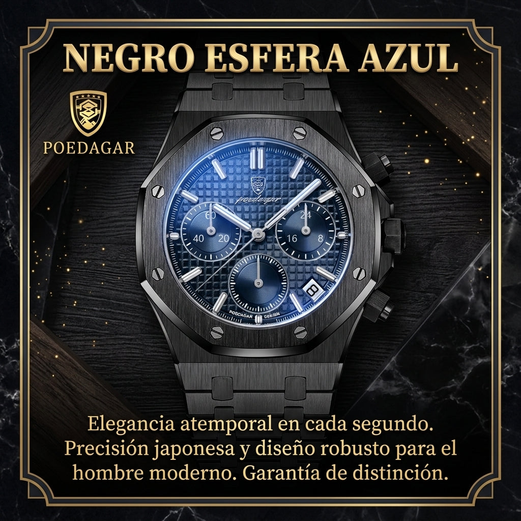 Reloj Suizo Hombre Multifuncional - Cuarzo Luminoso Resistente al Agua Serie Serenata - Clicksy.com