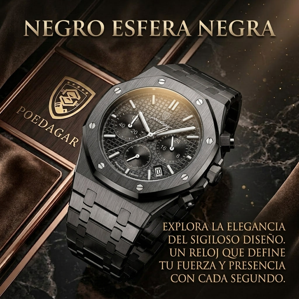 Reloj Suizo Hombre Multifuncional - Cuarzo Luminoso Resistente al Agua Serie Serenata - Clicksy.com
