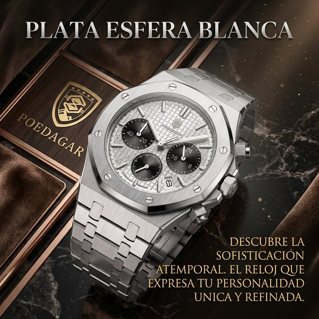 Reloj Suizo Hombre Multifuncional - Cuarzo Luminoso Resistente al Agua Serie Serenata - Clicksy.com