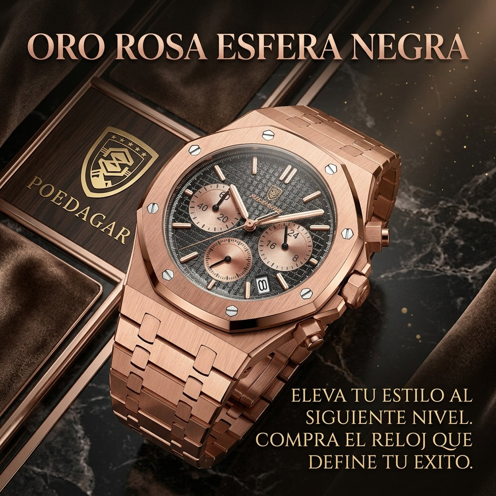 Reloj Suizo Hombre Multifuncional - Cuarzo Luminoso Resistente al Agua Serie Serenata - Clicksy.com