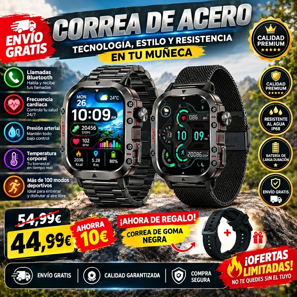 Reloj inteligente con llamadas Bluetooth y monitor de frecuencia cardíaca - Clicksy.com
