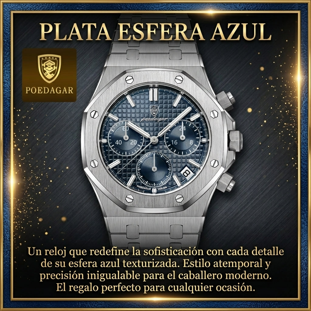 Reloj Suizo Hombre Multifuncional - Cuarzo Luminoso Resistente al Agua Serie Serenata - Clicksy.com