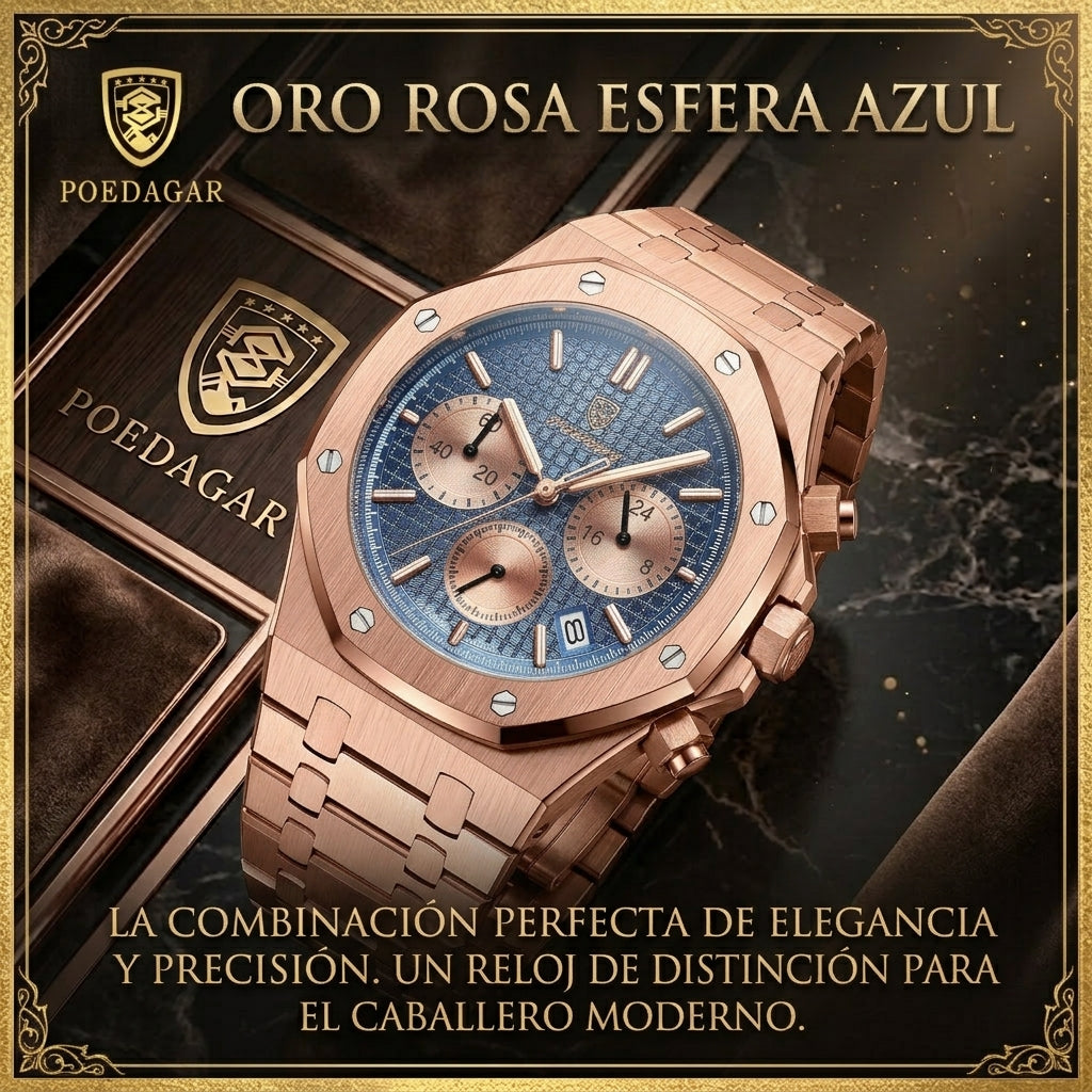 Reloj Suizo Hombre Multifuncional - Cuarzo Luminoso Resistente al Agua Serie Serenata - Clicksy.com