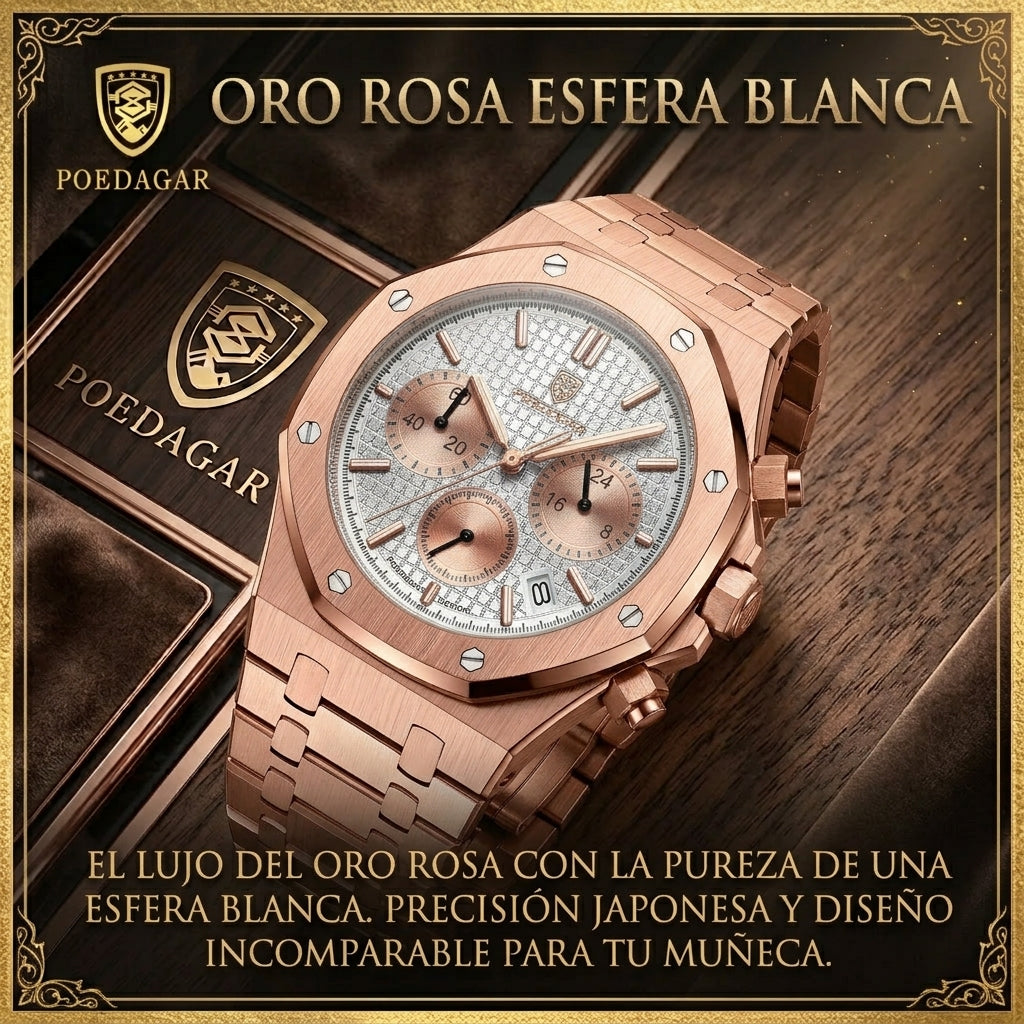 Reloj Suizo Hombre Multifuncional - Cuarzo Luminoso Resistente al Agua Serie Serenata - Clicksy.com