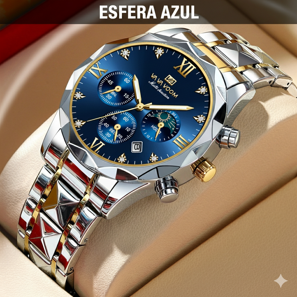 Reloj de Pulsera para Hombre Cronógrafo Luminoso Resistente al Agua Acero Inoxidable - Clicksy.com