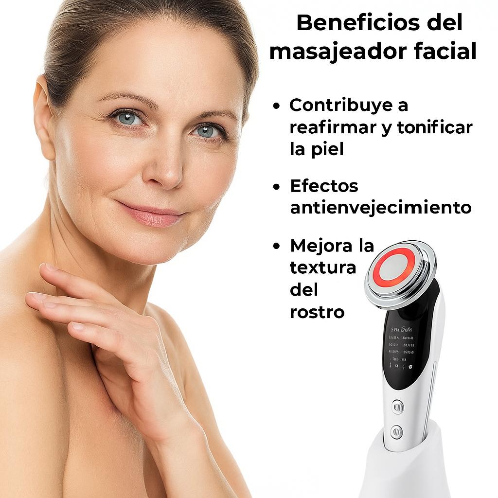 Masajeador facial con frío y calor antiarrugas blanco