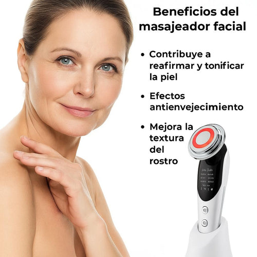 Masajeador facial con frío y calor antiarrugas blanco