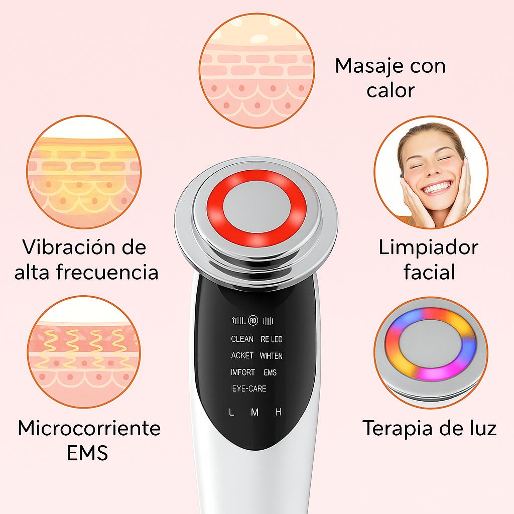 Masajeador facial con frío y calor antiarrugas blanco